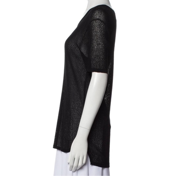 Rag & Bone Mesh Short Sleeve Top with Scoop Neck in Black, Size Small - Picture 2 of 14